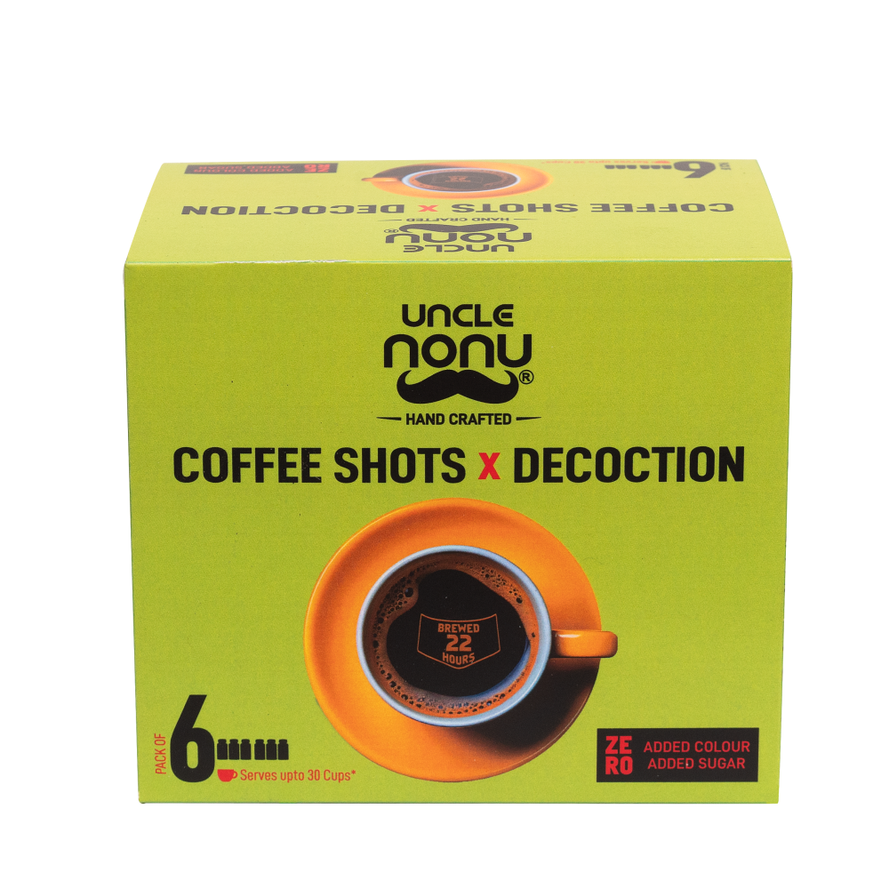 Filter Coffee Shots x Decoction | Liquid Coffee | 80:20 | Pack of 6 Shots (60mlx6)