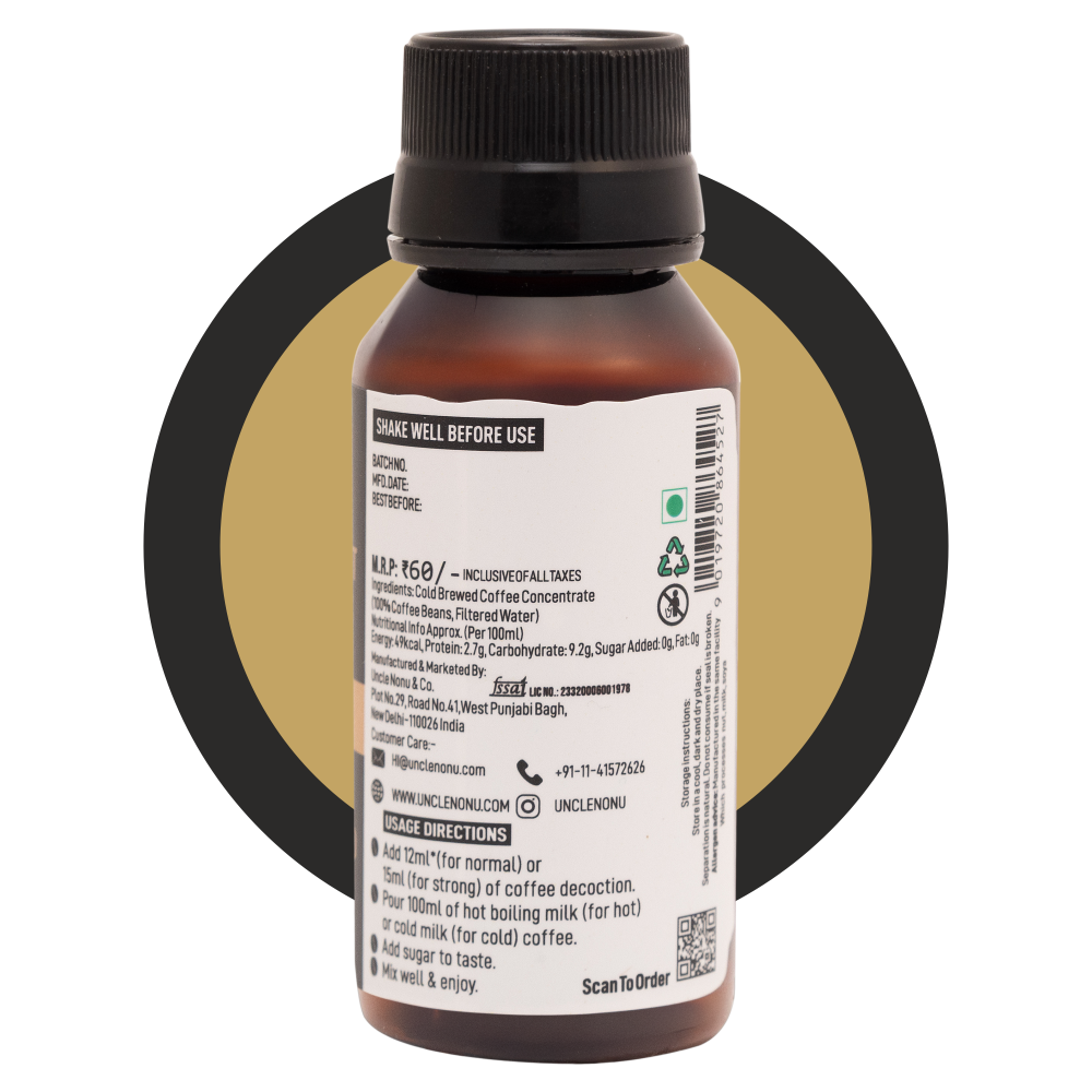 Filter Coffee Shots x Decoction | Liquid Coffee | 80:20 | Pack of 6 Shots (60mlx6)