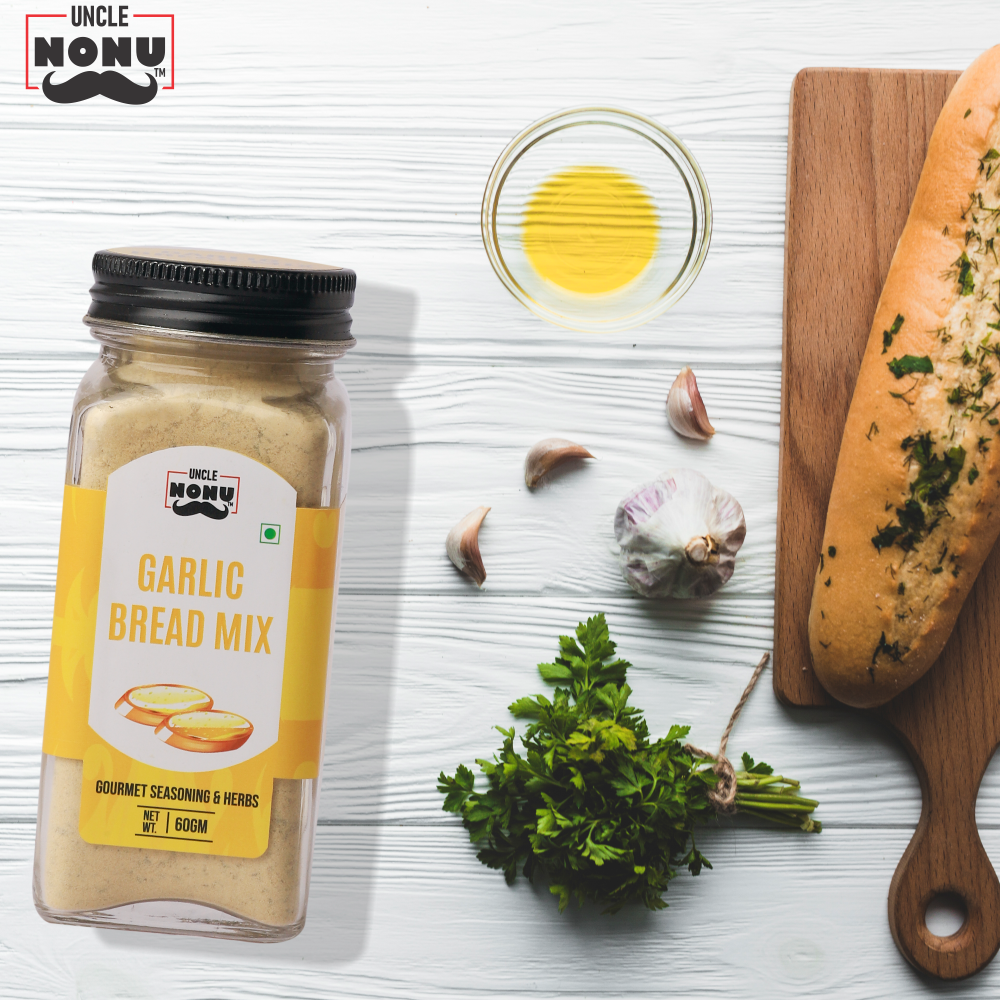 Garlic Bread Mix | Gourmet Seasoning | 60 GM (Glass Bottle)