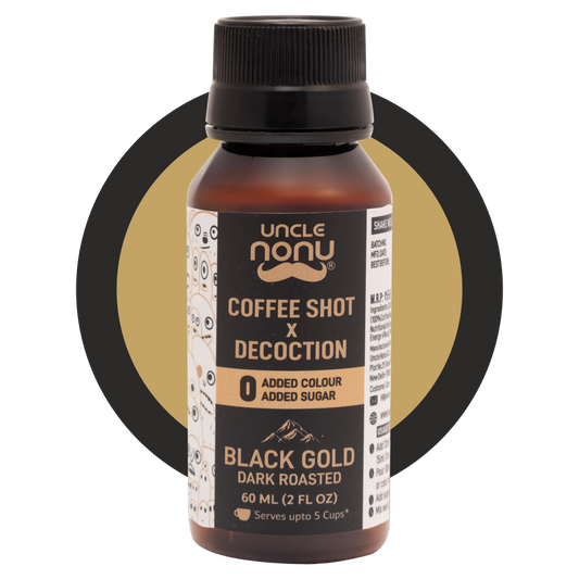 Coffee Shots + Decoction| Liquid Coffee | Black Gold | 100% Coffee | Pack of 6 Shots (60mlx6)
