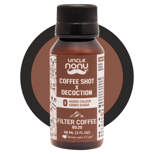 Filter Coffee Shots x Decoction | Liquid Coffee | 80:20 | Pack of 6 Shots (60mlx6)