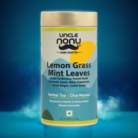 Uncle Nonu Lemon Grass-Mint Leaves Herbal Tea x Chai Masala | 100 Grams | 100% Natural Ingredients