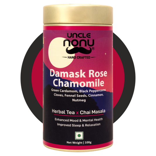 Uncle Nonu Damask Rose-Chamomile Herbal Tea X Chai Masala | 100 Grams | 100% Natural Ingredients