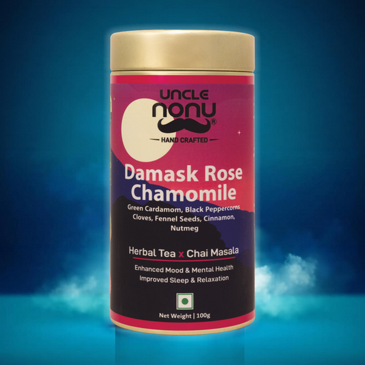 Uncle Nonu Damask Rose-Chamomile Herbal Tea X Chai Masala | 100 Grams | 100% Natural Ingredients