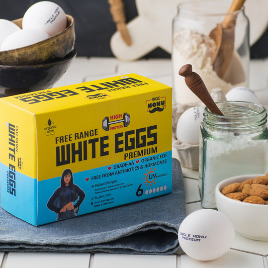 Organic, High Protein, Free Range - White Eggs | Pack of 6 Eggs