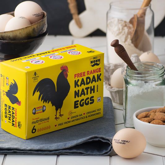 Organic, High Protein, Free Range - Kadak Nath Breed Eggs | Pack of 6 Eggs