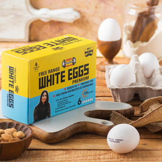 Organic, High Protein, Free Range - White Eggs | Pack of 6 Eggs