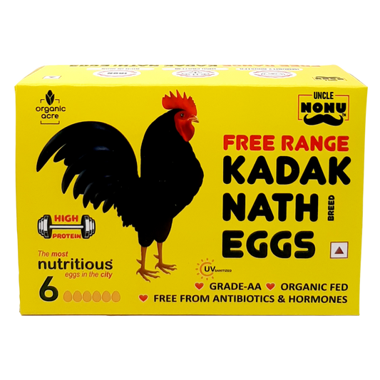 Organic, High Protein, Free Range - Kadak Nath Breed Eggs | Pack of 6 Eggs